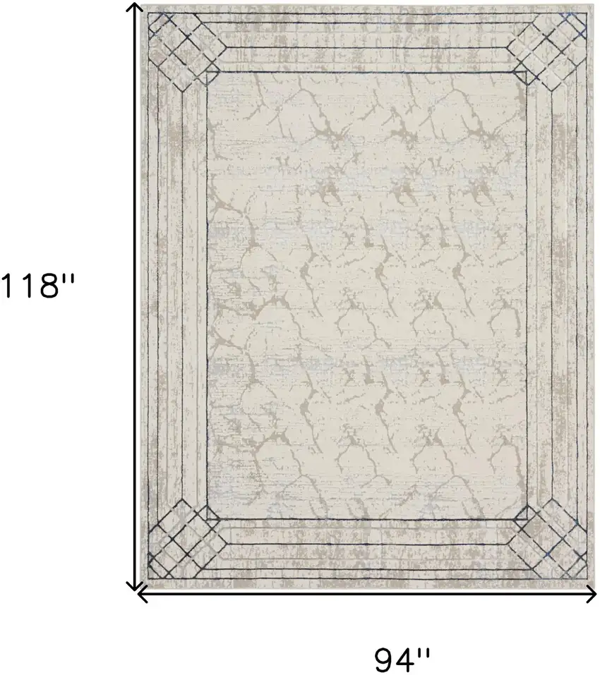 Ivory Black and Gray Geometric Non Skid Area Rug Photo 3