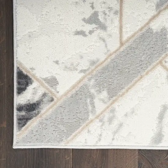 Ivory Black and Gray Geometric Non Skid Area Rug Photo 9
