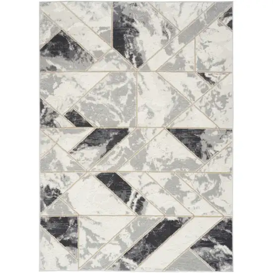 Ivory Black and Gray Geometric Non Skid Area Rug Photo 1