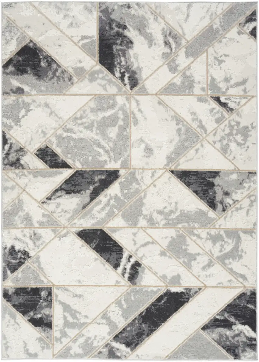 Ivory Black and Gray Geometric Non Skid Area Rug Photo 1