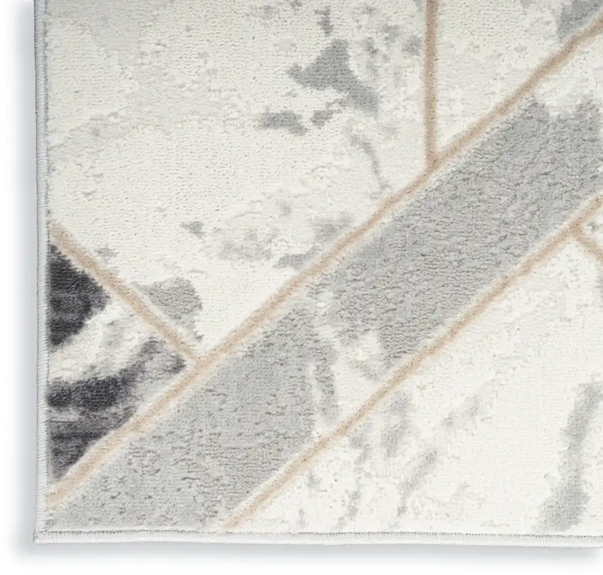 Ivory Black and Gray Geometric Non Skid Area Rug Photo 6