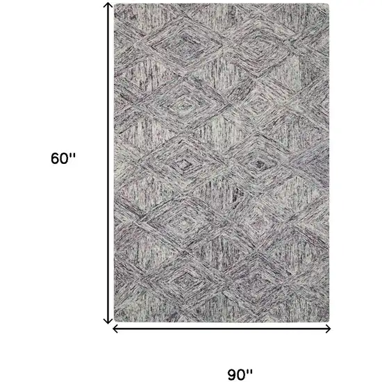 Ivory Black and Gray Wool Geometric Area Rug Photo 3