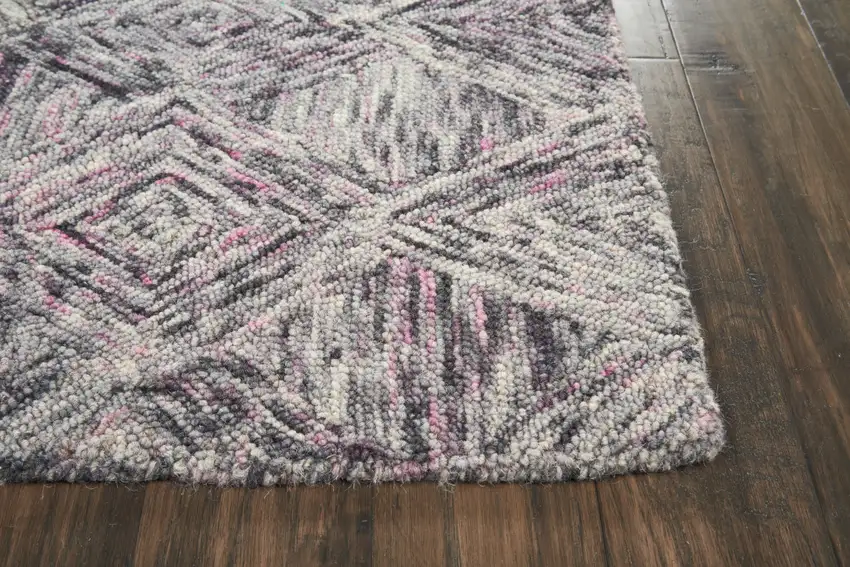 Ivory Black and Gray Wool Geometric Area Rug Photo 8