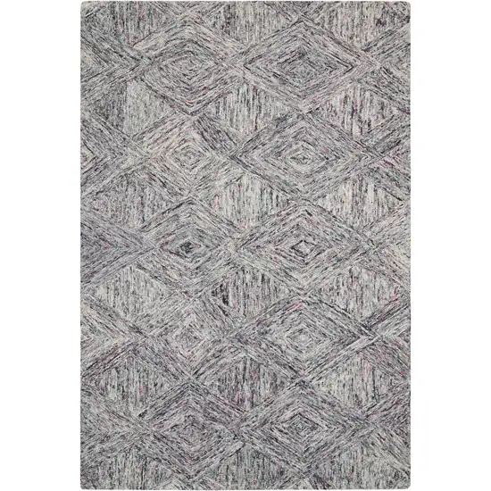 Ivory Black and Gray Wool Geometric Area Rug Photo 8