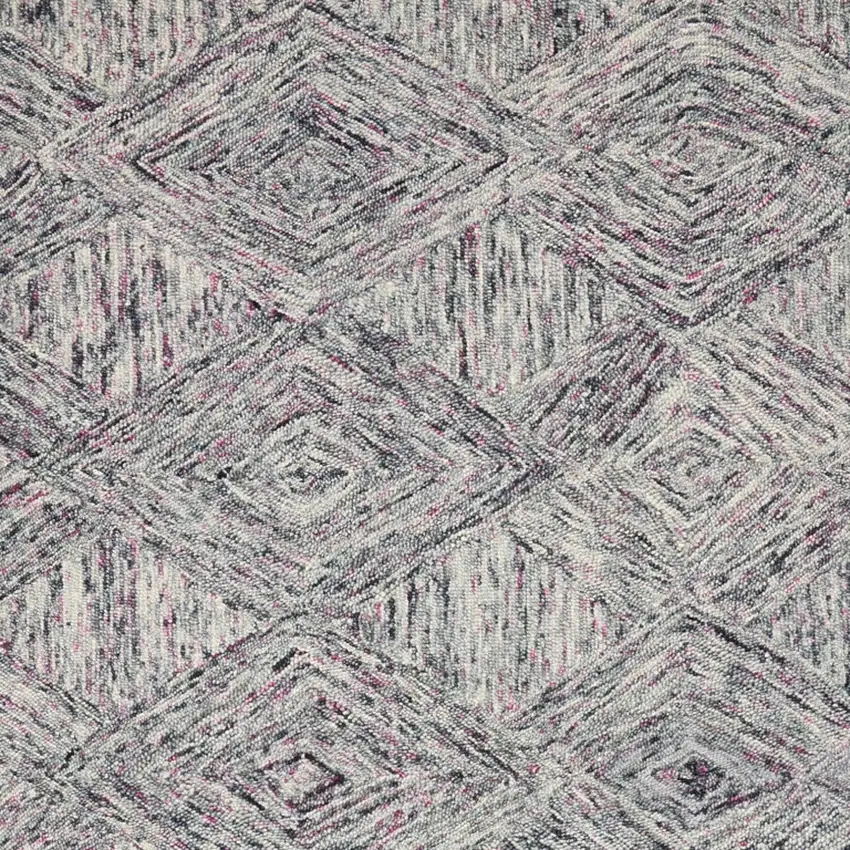 Ivory Black and Gray Wool Geometric Area Rug Photo 9