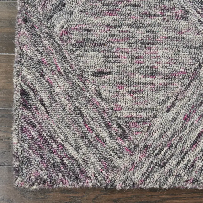 Ivory Black and Gray Wool Geometric Area Rug Photo 9