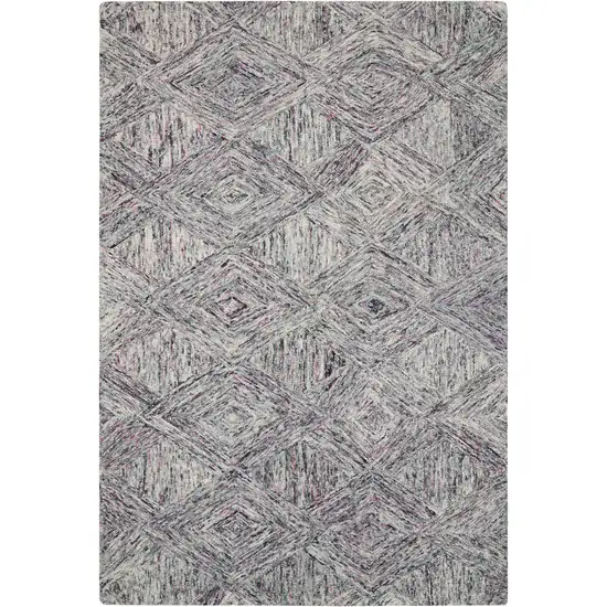 Ivory Black and Gray Wool Geometric Area Rug Photo 7