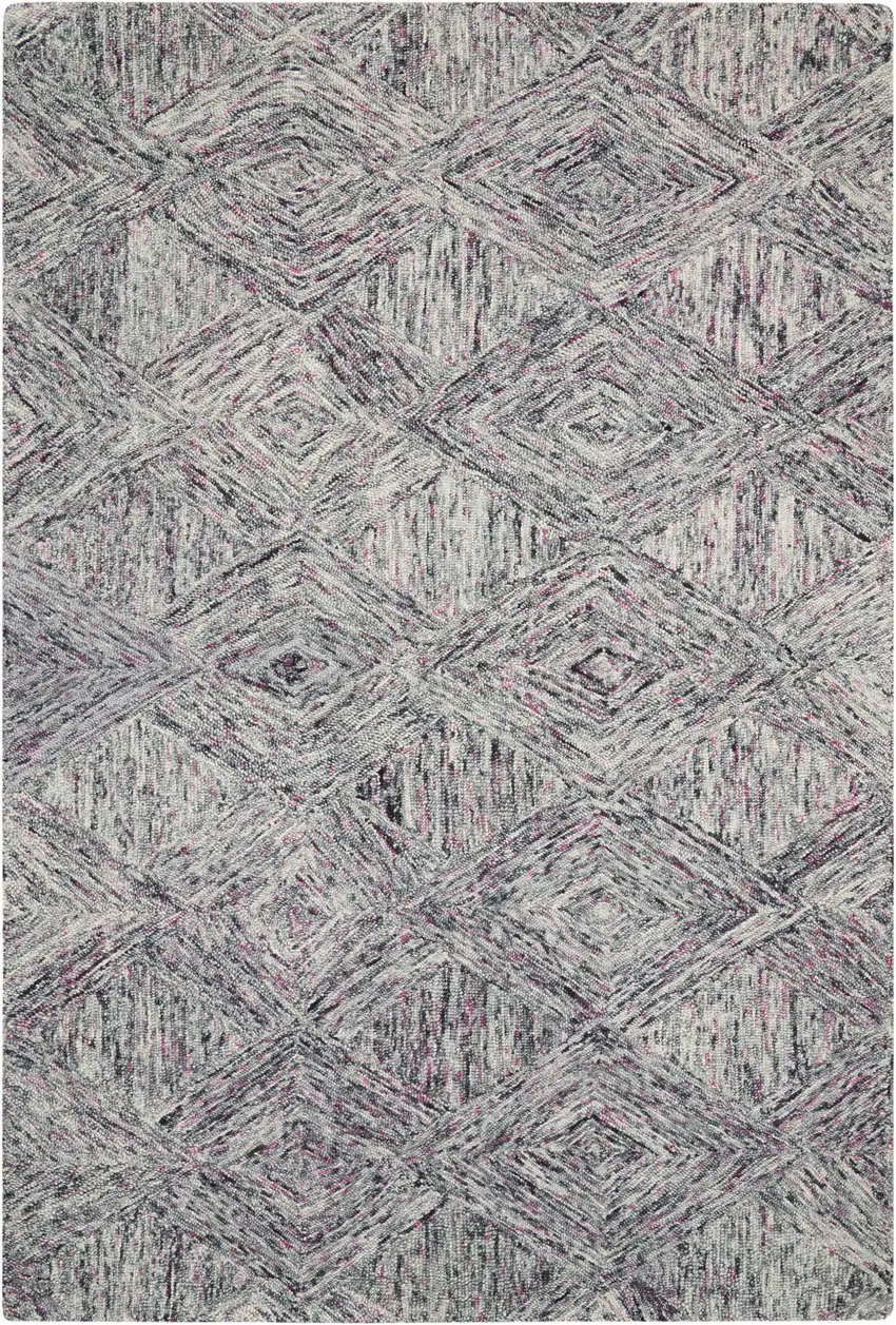 Ivory Black and Gray Wool Geometric Area Rug Photo 8