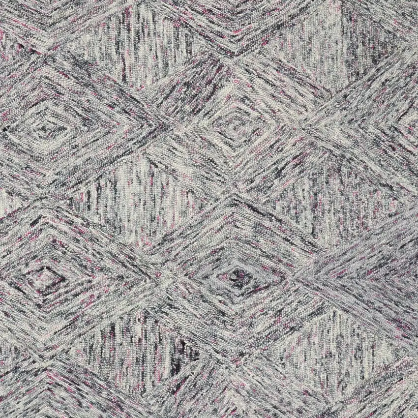 Ivory Black and Gray Wool Geometric Area Rug Photo 9