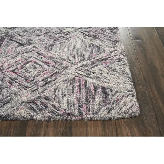 Ivory Black and Gray Wool Geometric Area Rug Photo 8