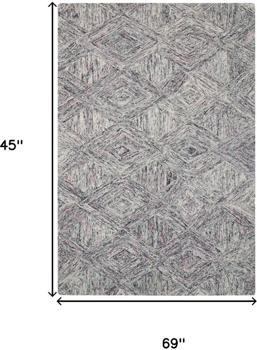 Ivory Black and Gray Wool Geometric Area Rug Photo 3