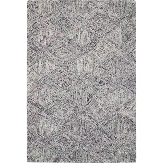 Ivory Black and Gray Wool Geometric Area Rug Photo 7