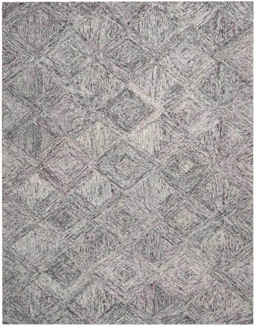 Ivory Black and Gray Wool Geometric Area Rug Photo 2