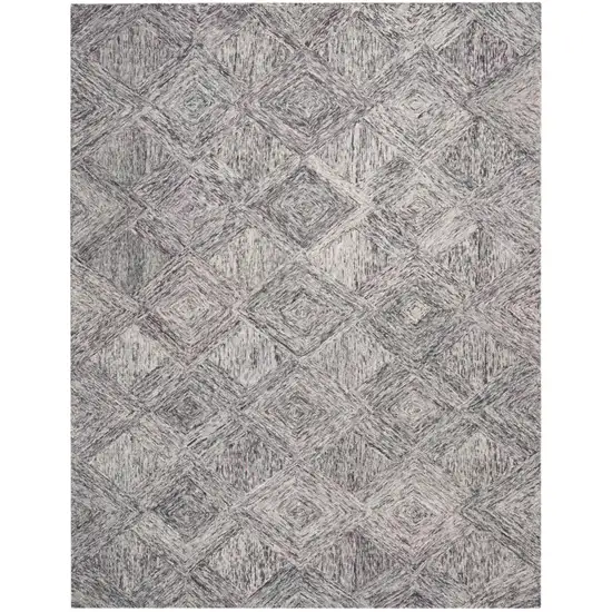 Ivory Black and Gray Wool Geometric Area Rug Photo 1