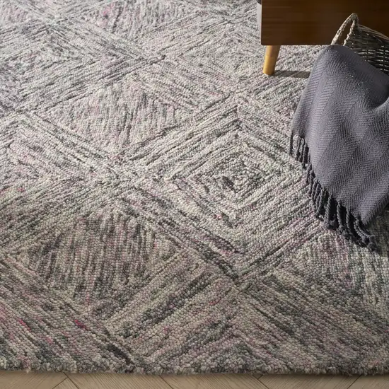 Ivory Black and Gray Wool Geometric Area Rug Photo 8