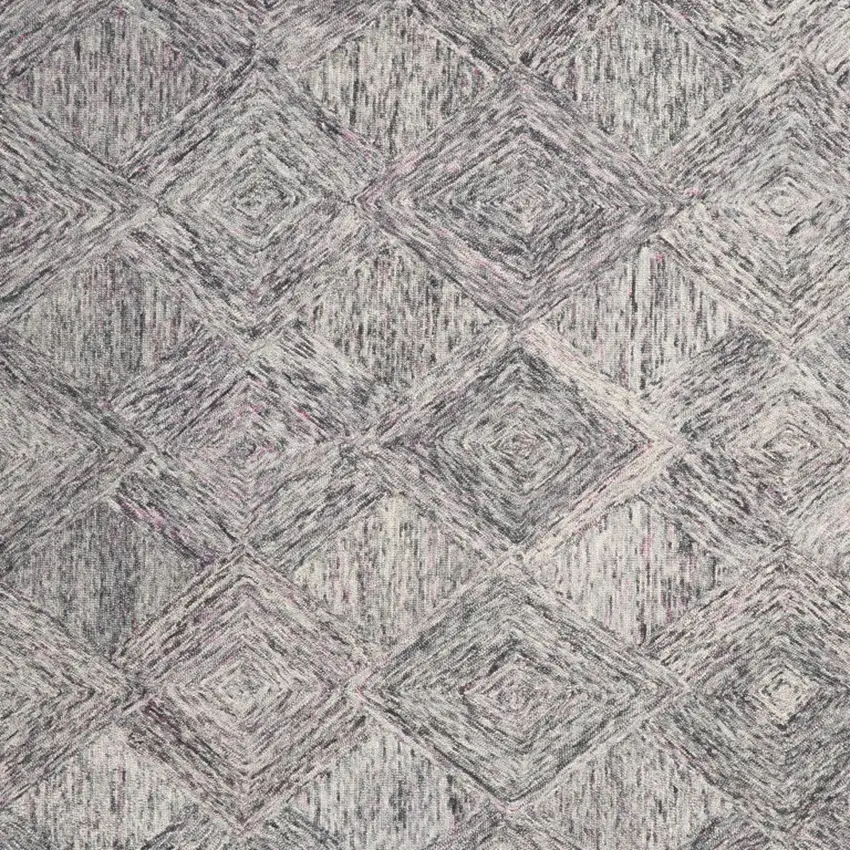 Ivory Black and Gray Wool Geometric Area Rug Photo 5