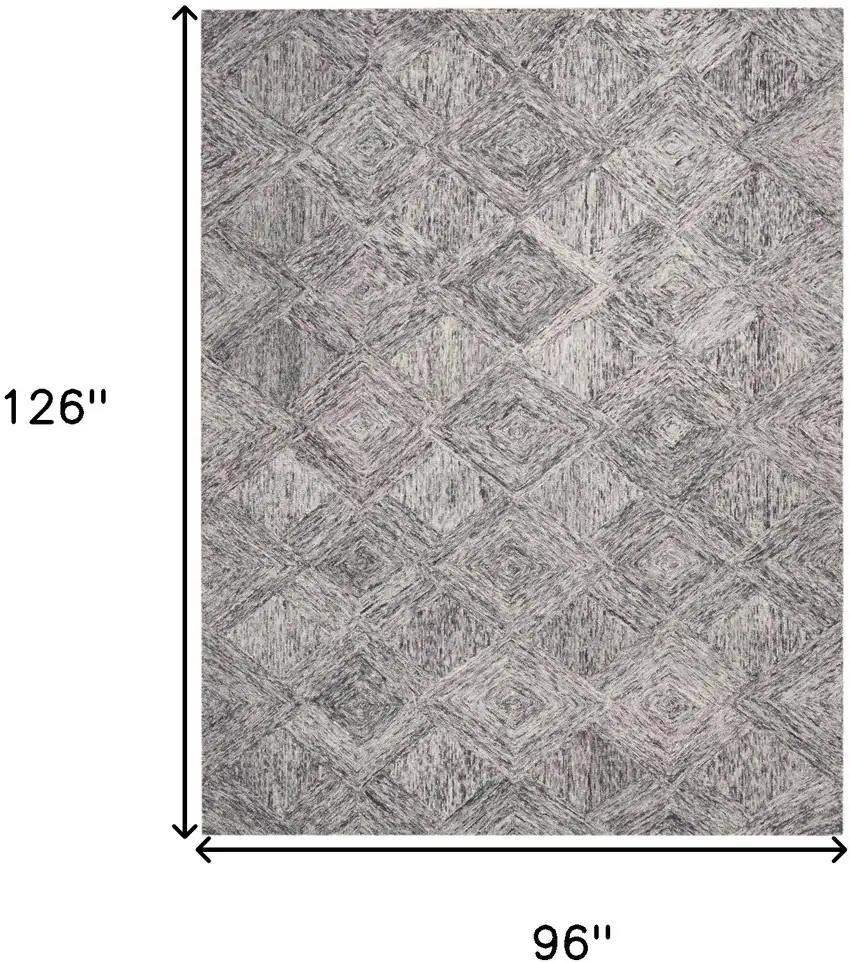 Ivory Black and Gray Wool Geometric Area Rug Photo 3
