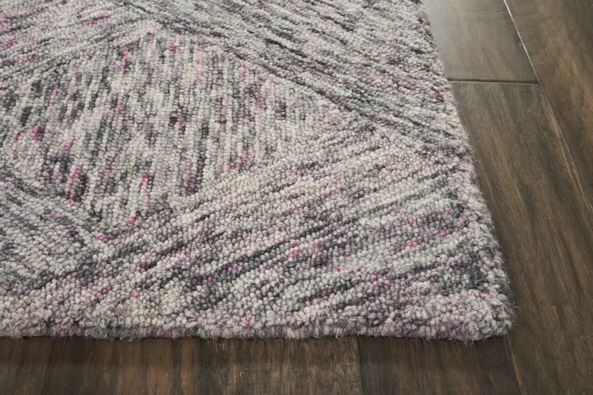 Ivory Black and Gray Wool Geometric Area Rug Photo 9