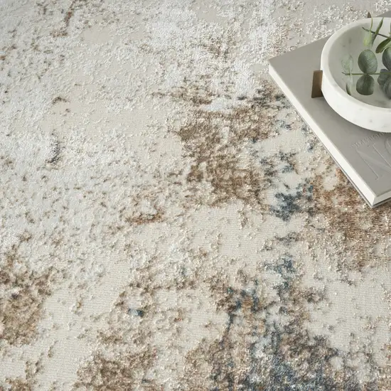 Ivory Black and Taupe Abstract Distressed Non Skid Area Rug Photo 8