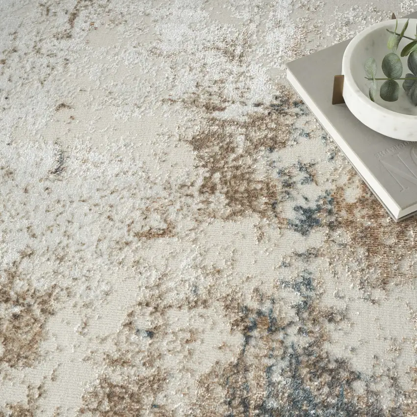 Ivory Black and Taupe Abstract Distressed Non Skid Area Rug Photo 8