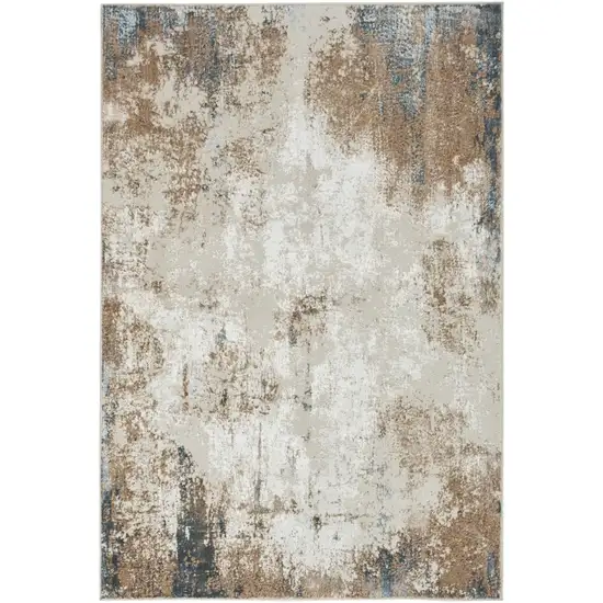 Ivory Black and Taupe Abstract Distressed Non Skid Area Rug Photo 9
