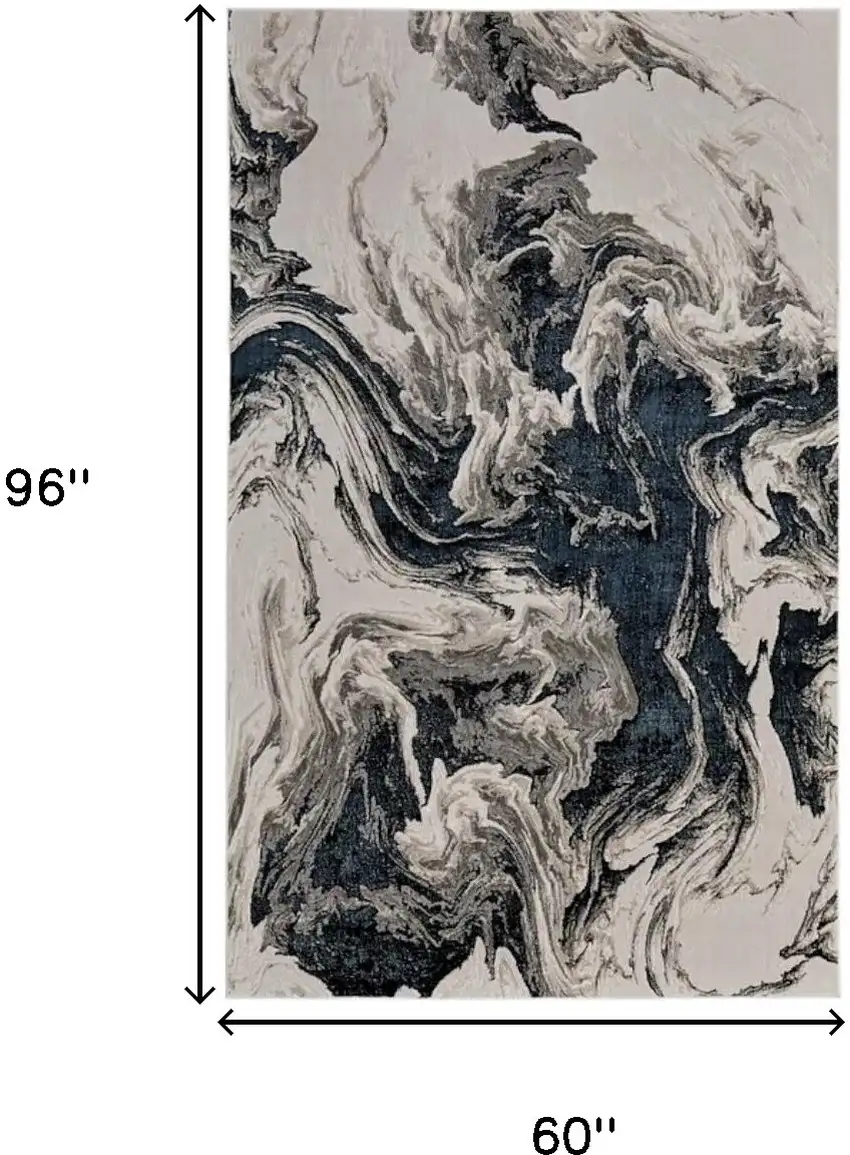 Ivory Black and Taupe Abstract Power Loom Area Rug Photo 8