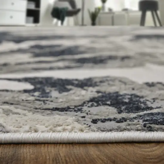 Ivory Black and Taupe Abstract Power Loom Area Rug Photo 9
