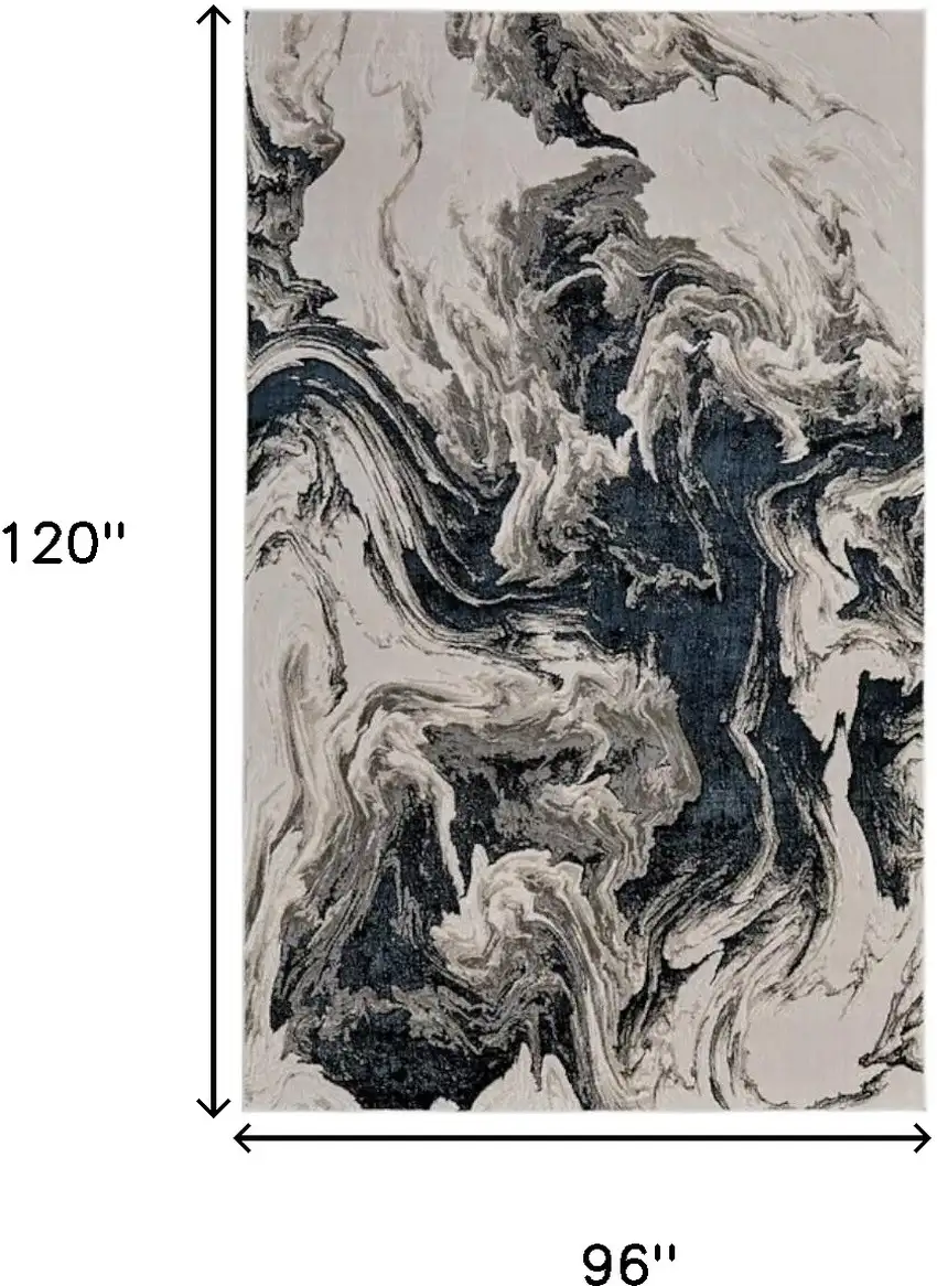 Ivory Black and Taupe Abstract Power Loom Area Rug Photo 8