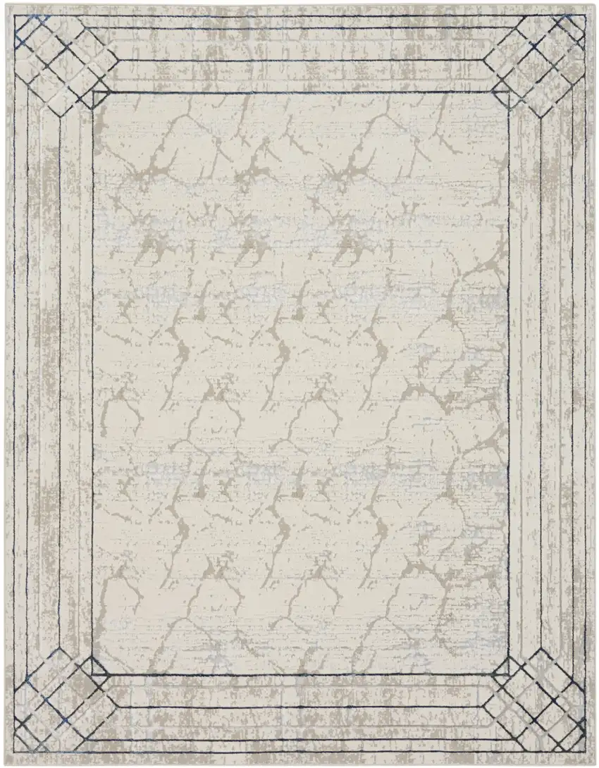 Ivory Black and Taupe Geometric Non Skid Area Rug Photo 4