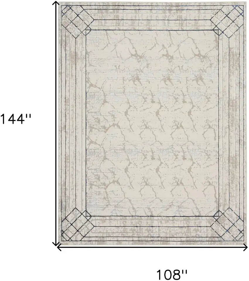 Ivory Black and Taupe Geometric Non Skid Area Rug Photo 3