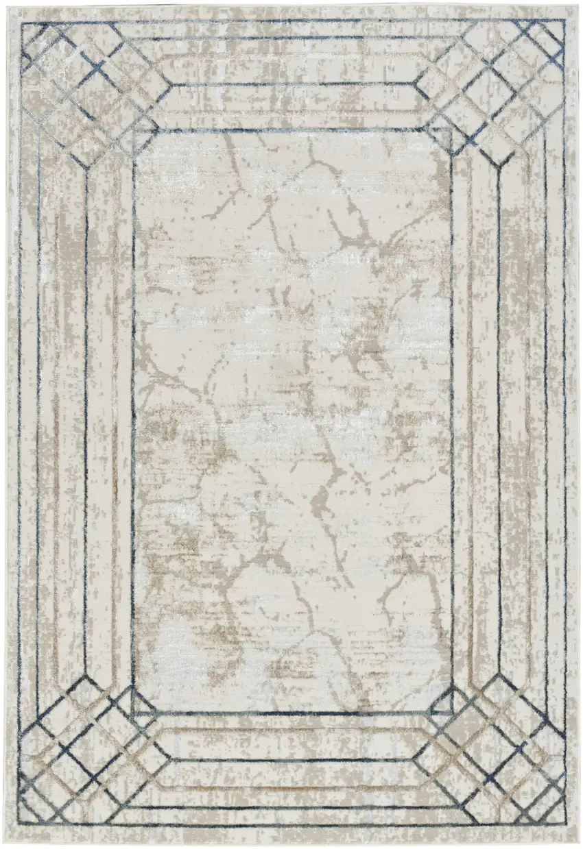 Ivory Black and Taupe Geometric Non Skid Area Rug Photo 1