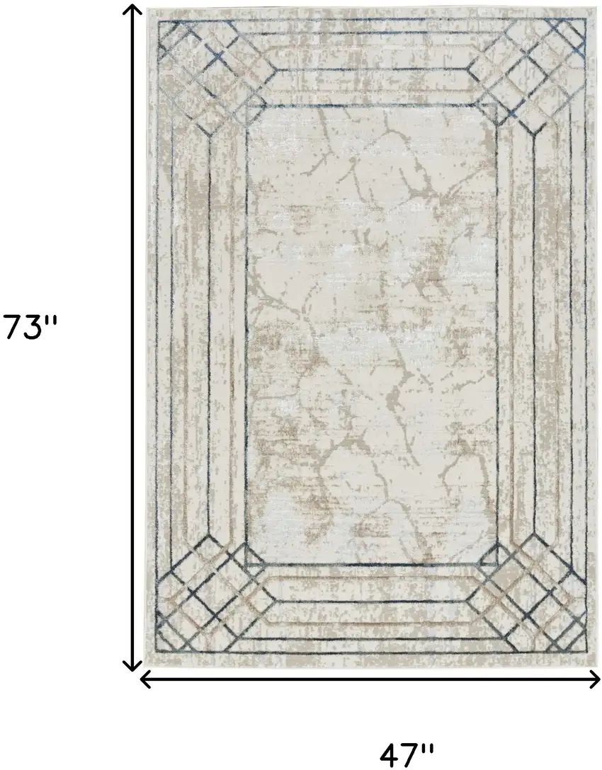Ivory Black and Taupe Geometric Non Skid Area Rug Photo 3