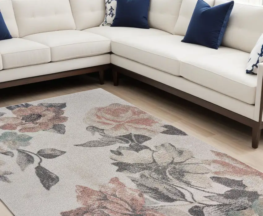 Pink and Ivory Area Rug Photo 1