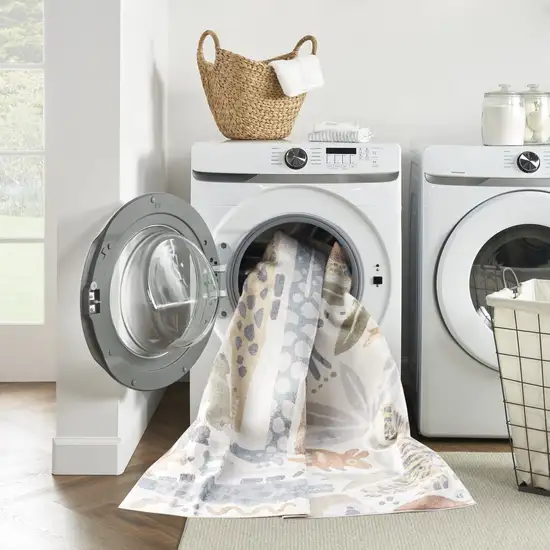 Ivory Blue And Beige Animal Print Area Rug Photo 5