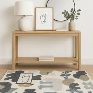 Photo of Ivory Blue And Beige Animal Print Area Rug