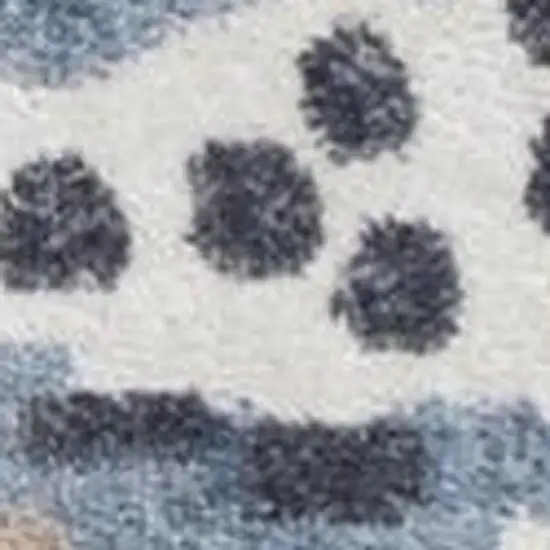 Ivory Blue And Beige Animal Print Area Rug Photo 3