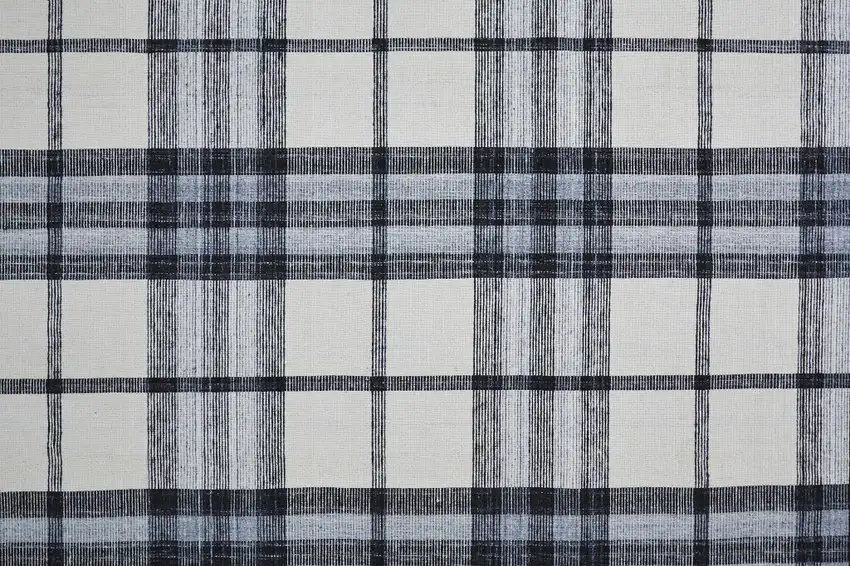 Ivory Blue And Black Abstract Hand Woven Stain Resistant Area Rug Photo 4