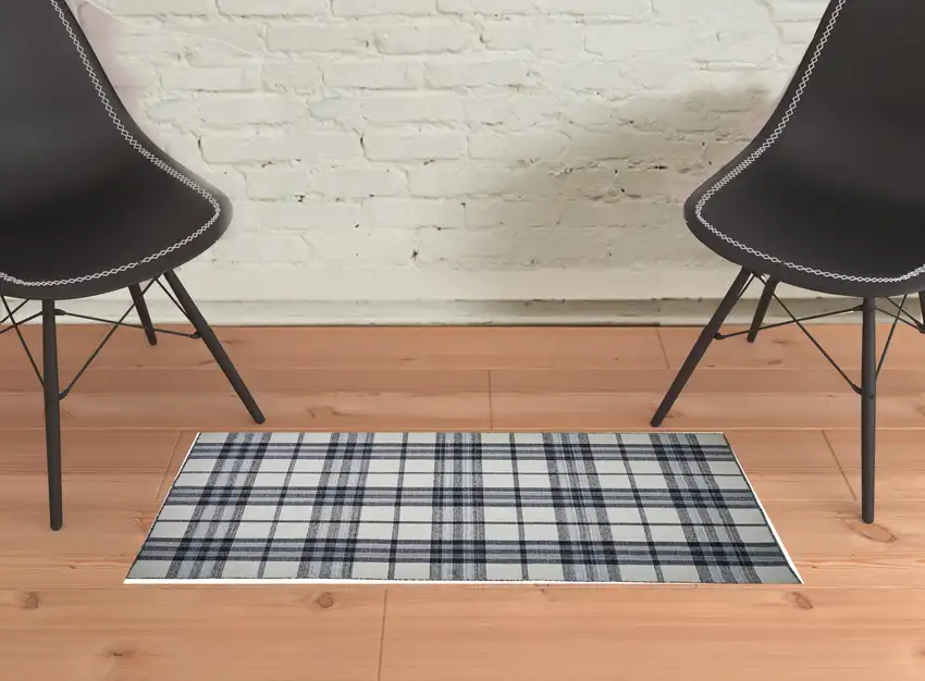 Ivory Blue And Black Abstract Hand Woven Stain Resistant Area Rug Photo 5