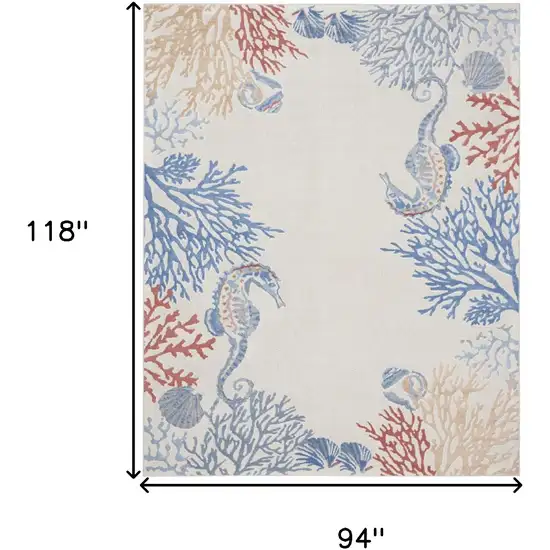 Ivory Blue And Brown Coral Area Rug Photo 3