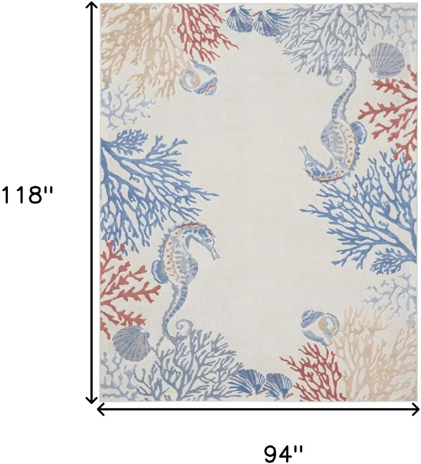 Ivory Blue And Brown Coral Area Rug Photo 3