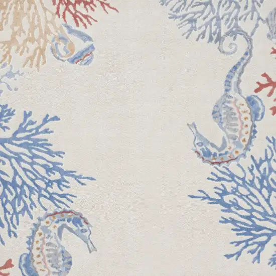 Ivory Blue And Brown Coral Area Rug Photo 5