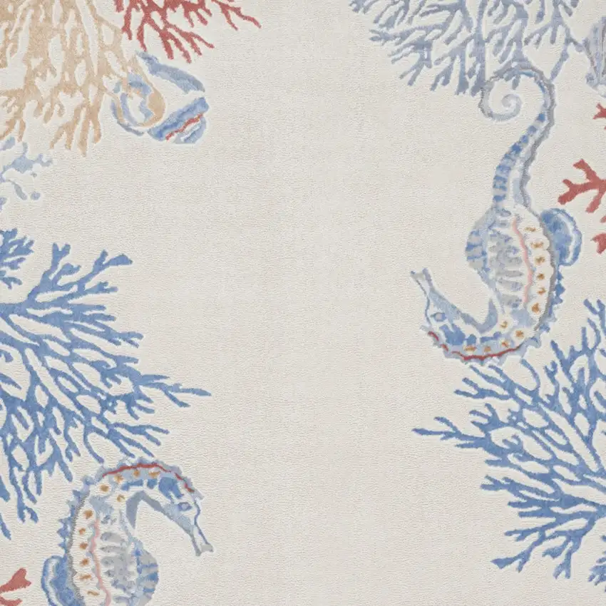 Ivory Blue And Brown Coral Area Rug Photo 5