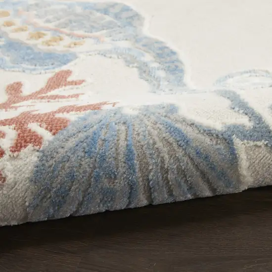 Ivory Blue And Brown Coral Area Rug Photo 7