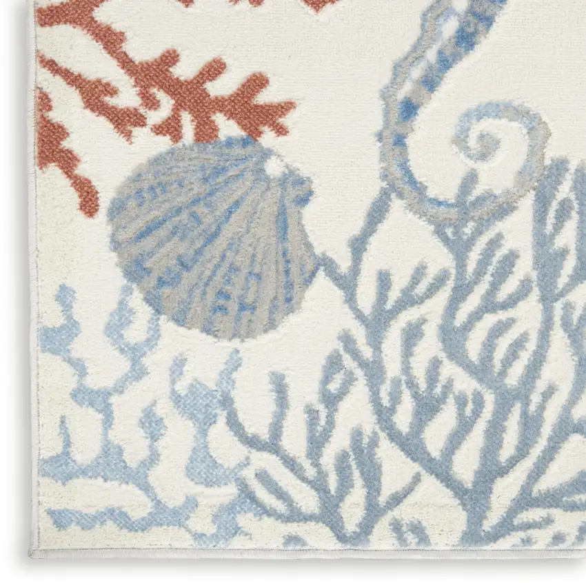 Ivory Blue And Brown Coral Area Rug Photo 8