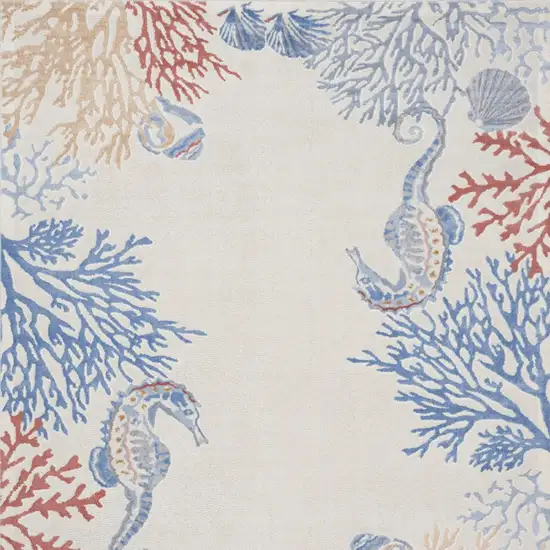 Ivory Blue And Brown Coral Area Rug Photo 6