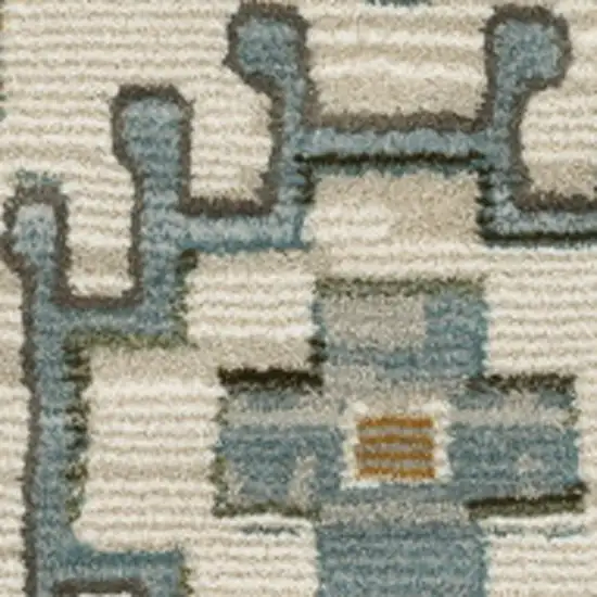 Ivory Blue And Brown Floral Area Rug With Fringe Photo 7