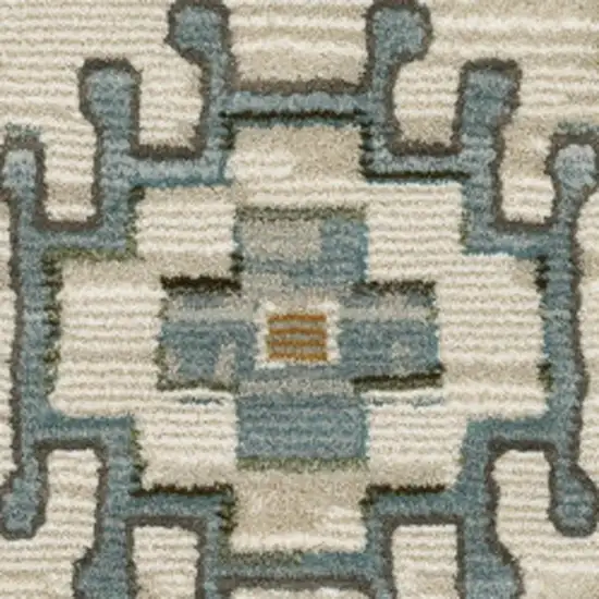 Ivory Blue And Brown Floral Area Rug With Fringe Photo 8