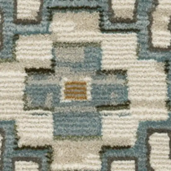 Ivory Blue And Brown Floral Area Rug With Fringe Photo 7