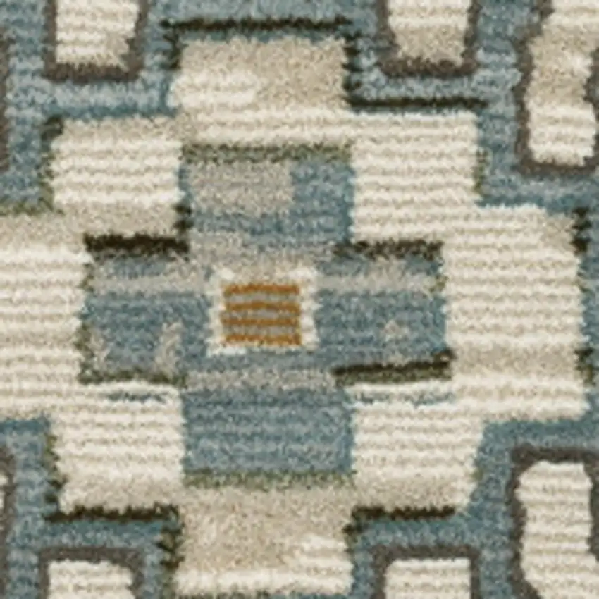 Ivory Blue And Brown Floral Area Rug With Fringe Photo 7