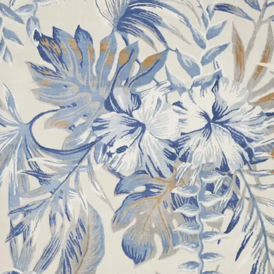 Ivory Blue And Brown Floral Area Rug Photo 7